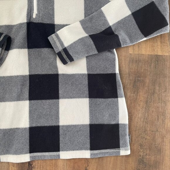 Eddie Bauer Black White Buffalo Check Fleece Quarter Zip Pullover Women’s Small - Picture 3 of 7